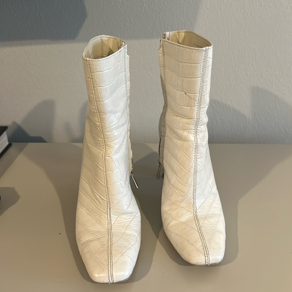 Dolce vita size 7 ivory croc embossed booties